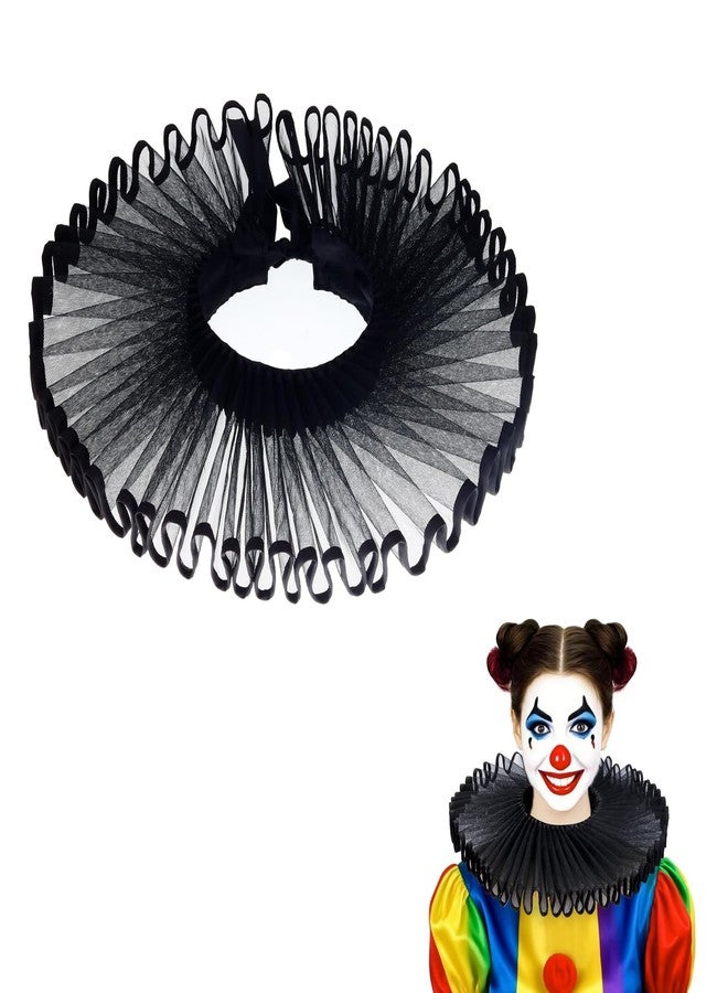 RAINDEWLL Elizabethan Clown Neck Ruffle Collar Victorian Detachable Collar Renaissance Accessories (Black, one size) - Image 1